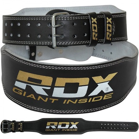 【線上體育】RDX 舉重腰帶 4" 皮革 黑 金色-RDX051